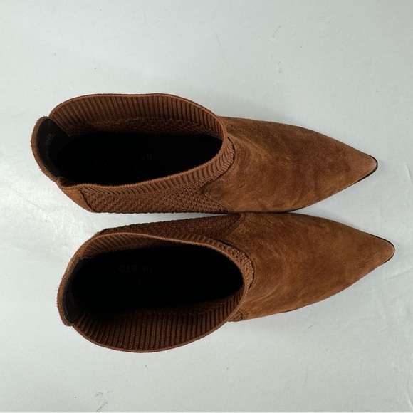 Cole Haan Maggie Brown Ankle Boots with Suede Material and Pointed Toe Design - Picture 2 of 8